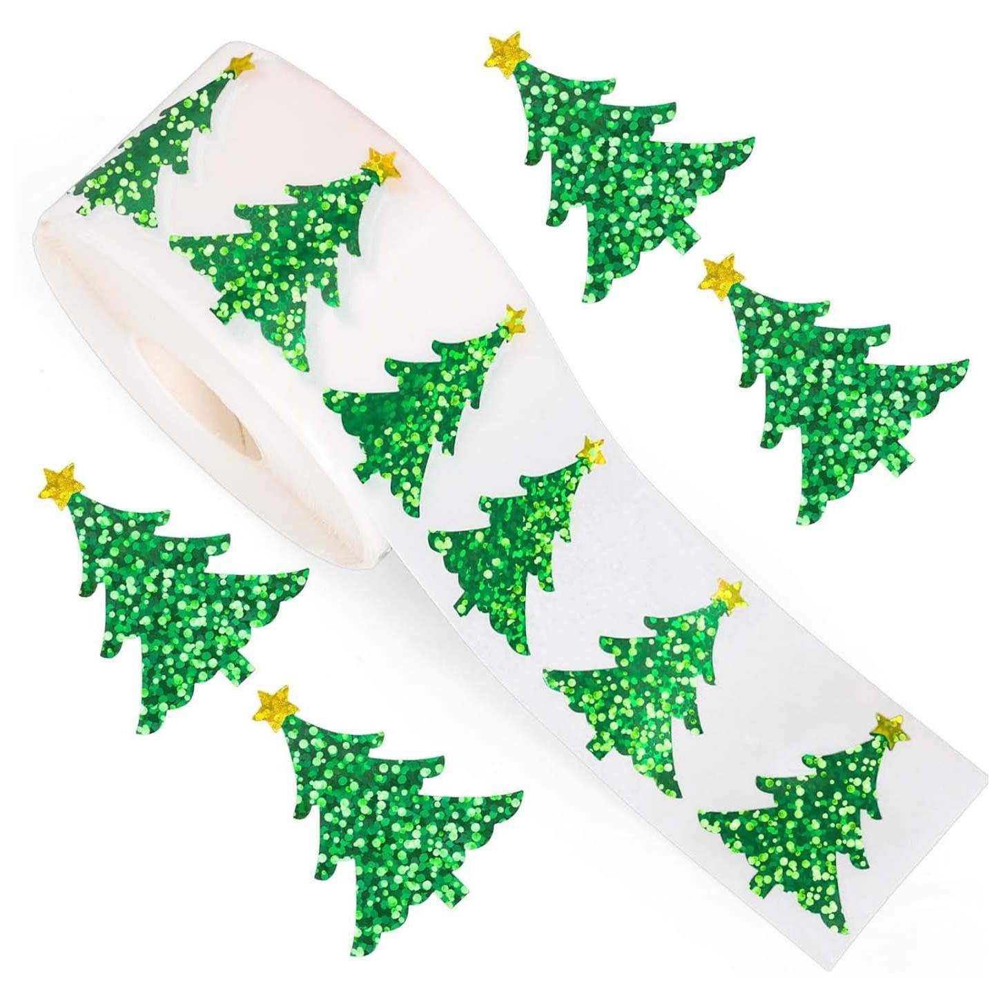 Industrial Green Laser - 500Pcs Christmas Tree Stickers Roll 1.2in