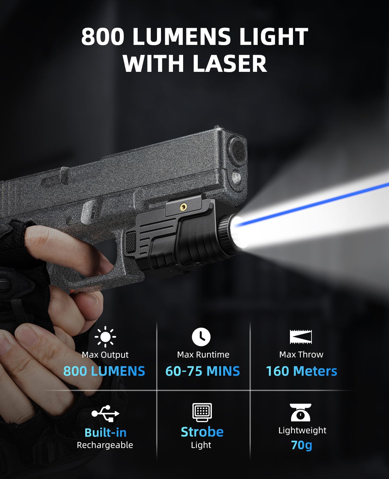 Airsoft 800 Lumens Pistol Ligh - Industrial Green Laser review and price